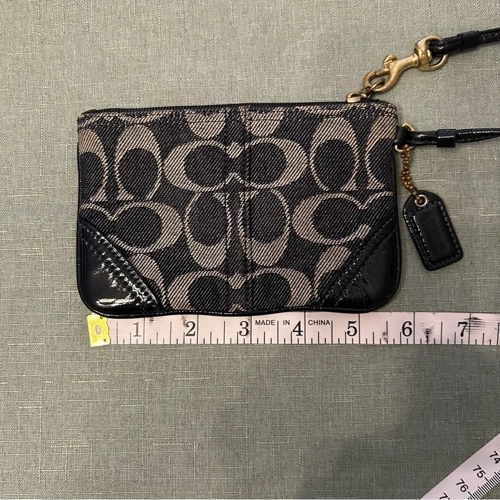 Coach Navy and Gray Signature Wristlet